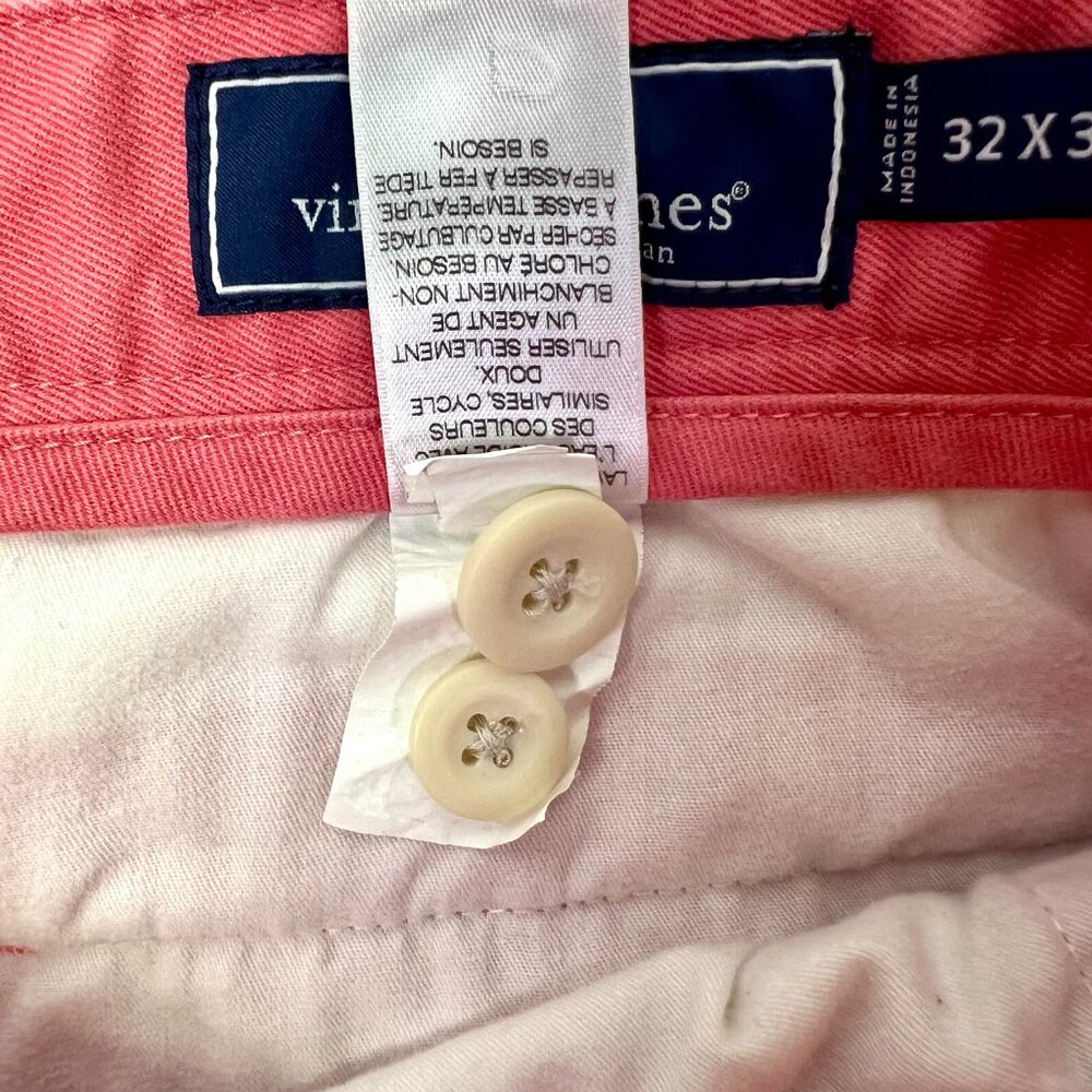 Vineyard Vines Mens 32 x 34 Jetty Red Club Pants Straight Leg Chino Flat Front - Picture 7 of 8